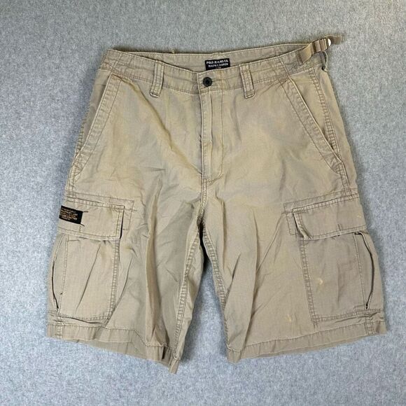 Ralph Lauren Polo Jeans Co Cargo Shorts Mens 32 tan Military Surplus Outdoor - Picture 1 of 9
